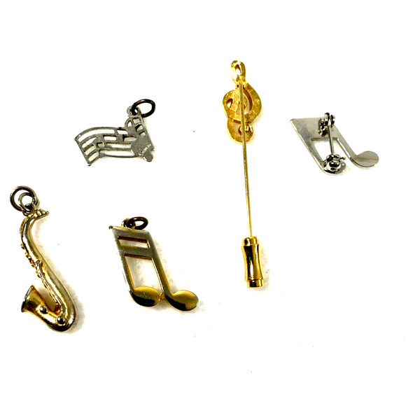 Lot of 5 Stick Pin‎ Charms Musical Notes Pin Vintage Jewelry Gift - Picture 2 of 4